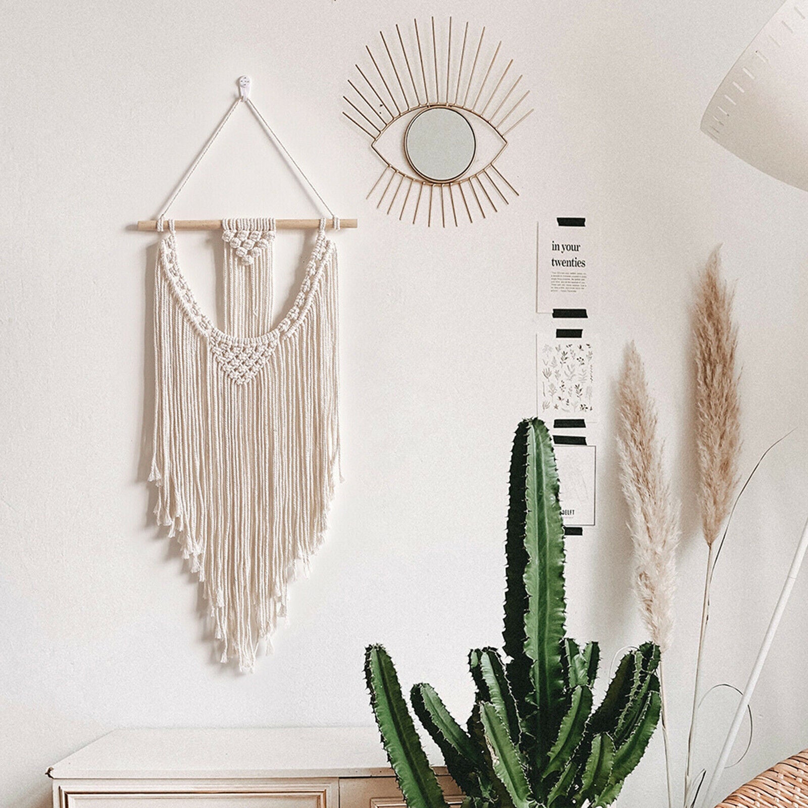 Woven Macrame Boho Tapestry Wall Hanging Bedroom Nursery Wall Ornament Art