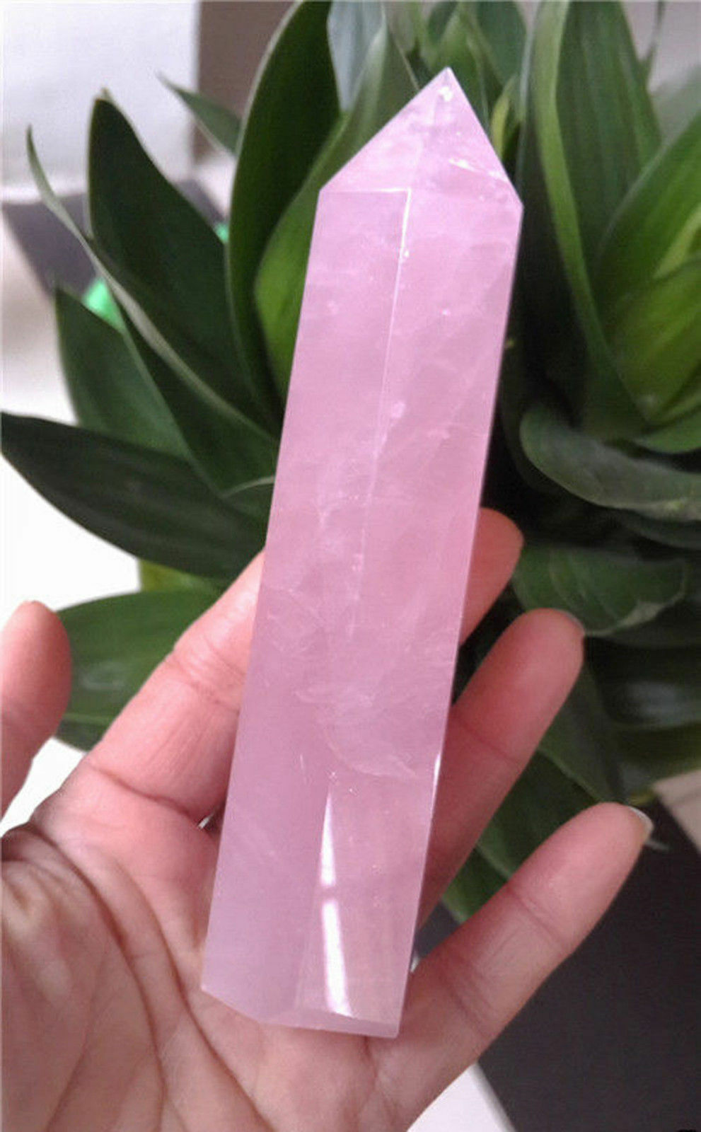 150-180MM 100% Natural Rock pink ROSE Quartz Crystal Point Healing