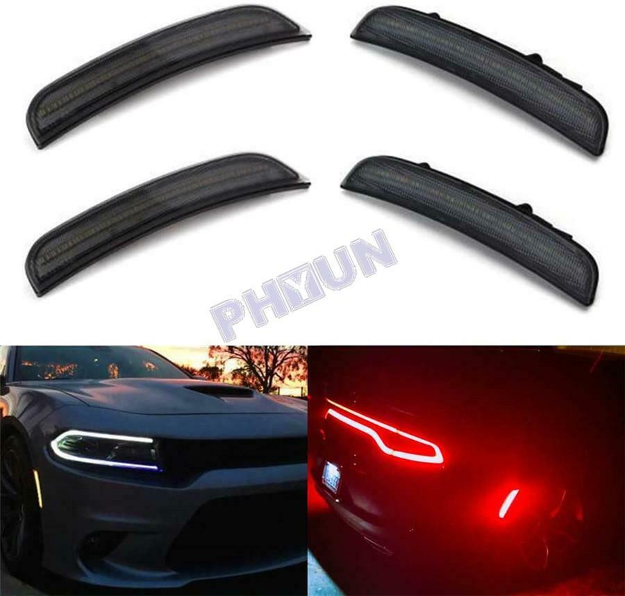 For 2015-2019 Dodge Charger Front Rear LED Side Marker Lamp Amber Red Smoke Lens