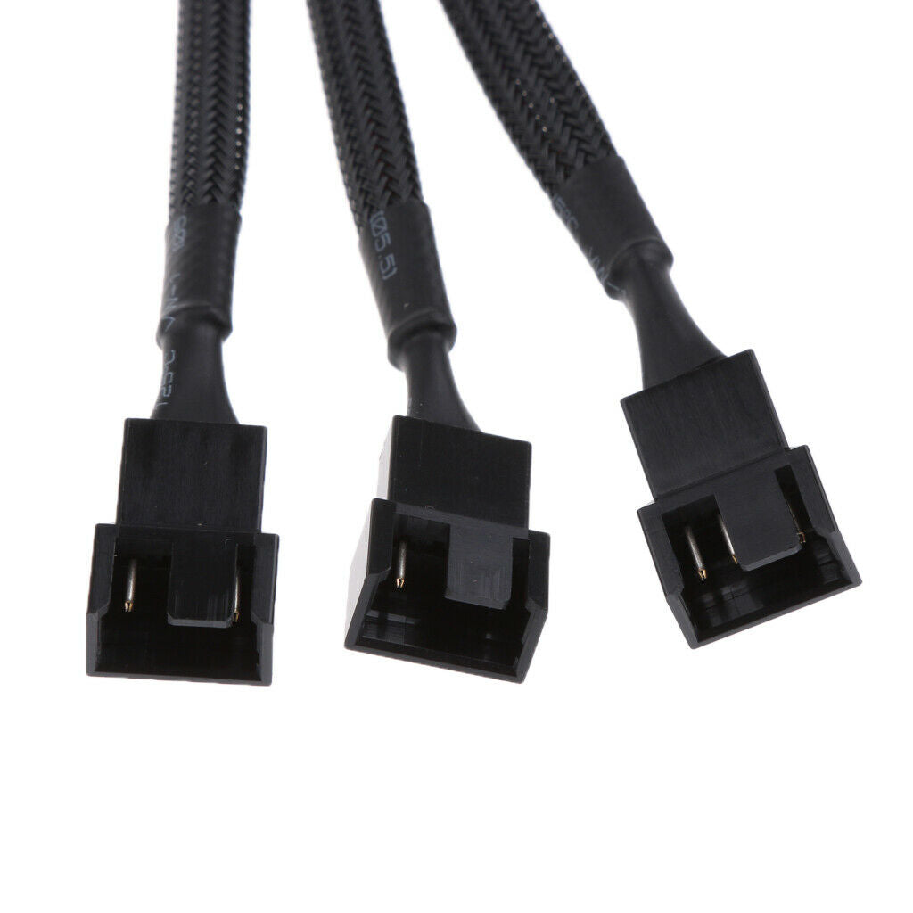 2pcs 4Pin PWM to 3x 3pin/4Pin Fan Splitter Power Cable Line Sleeved Braided