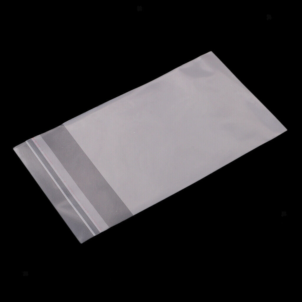 100pcs Clear Plastic Cellophane Bag Flat Bag with Adhesive