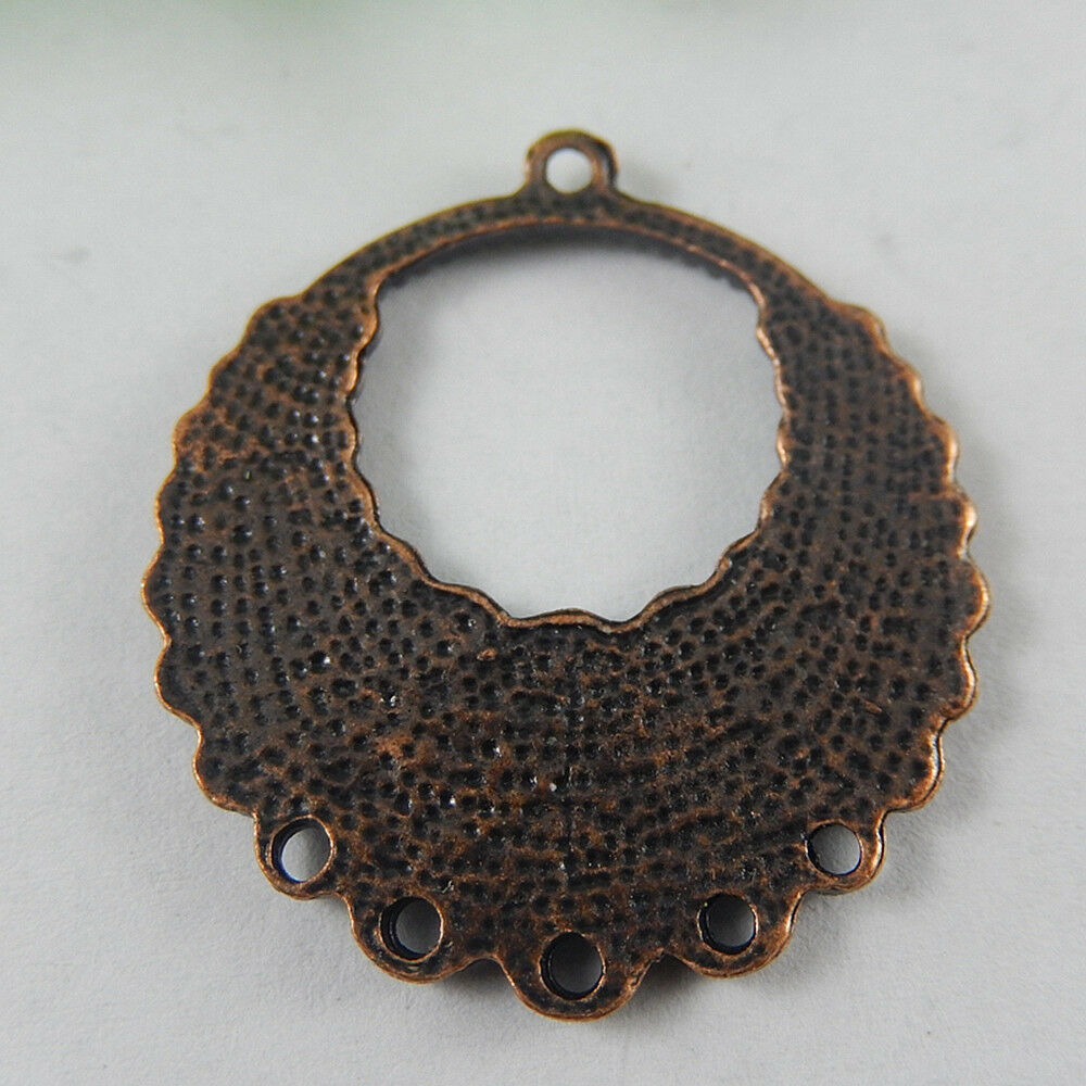 51014 Red Copper Alloy Round Engraved Connector Pendants Finding Crafts 8pcs