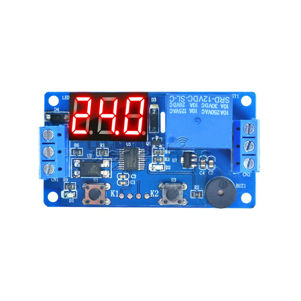 12V Display LED Timer Relay Programmable Board Delay Switch Module Car Buzzer