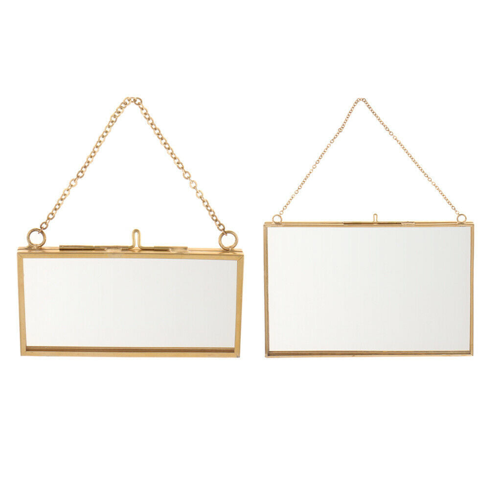 2x Double Sided Glass Hanging Picture Frame Display Frame Portrait 4&7''