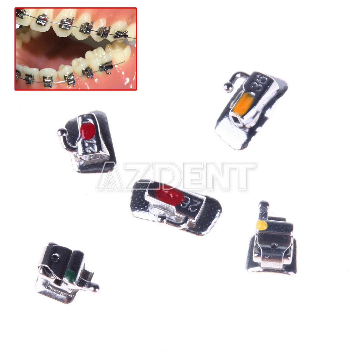 5 X Dental Ortho Self-Ligating Brackets Braces Mini Roth.022 Hooks 345 AZDENT