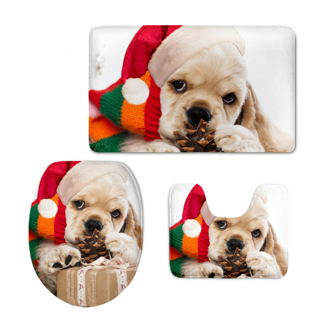 3pcs Toilet Seat Cover + Bath Mat + Pedestal Rug   Home / Party Decor A