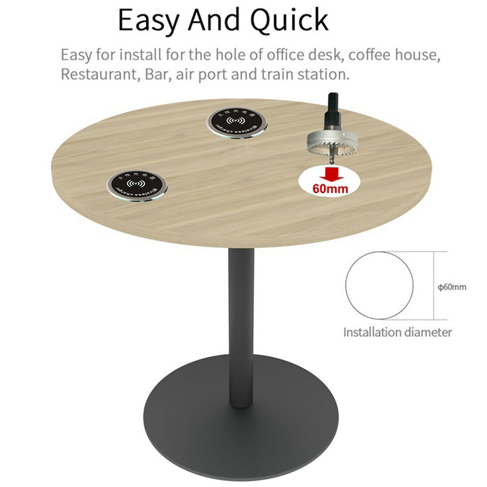 Qi Wireless Charger Furniture Office Desktop Hidden Quick Charging Pad Device .