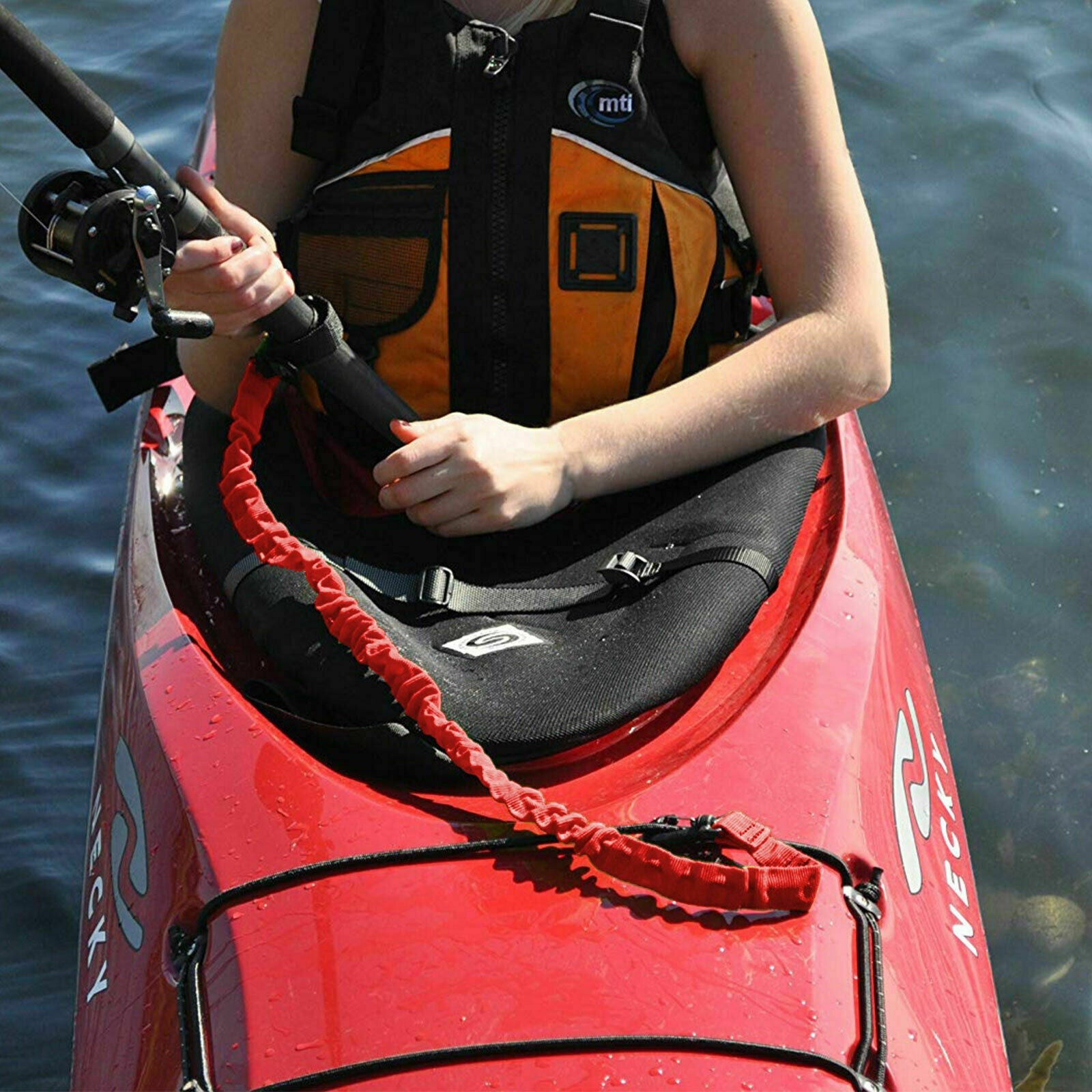 2x Kayak Canoe Elastic Paddle Leash Fishing Rod Lanyard Accessories Rope Safety