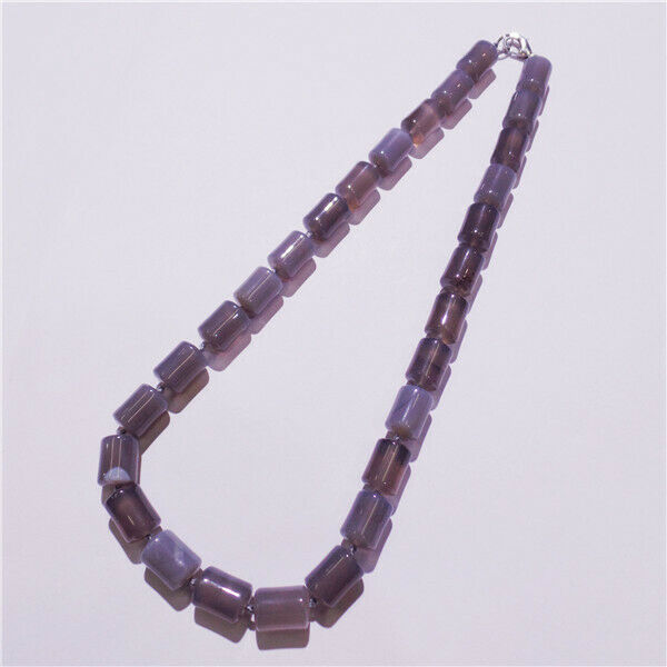 1 Strand 13x10mm Natural Gray Agate Cylinder Beads Handmade Necklace 42cm HH9242