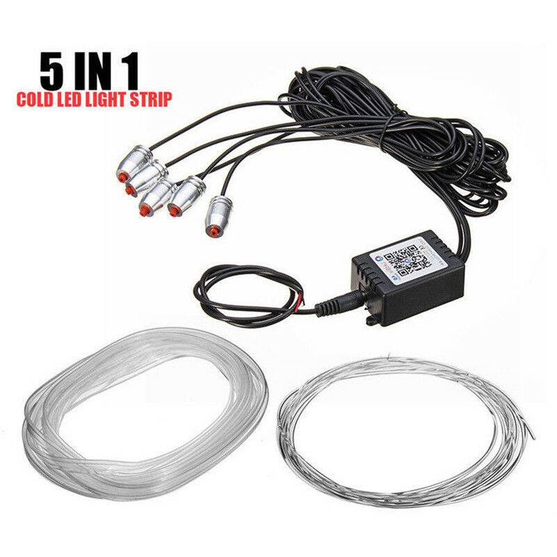 RGB 5 LED Car Door Dash Ambient Light 6m Neon Strip Bluetooth APP Control Bright