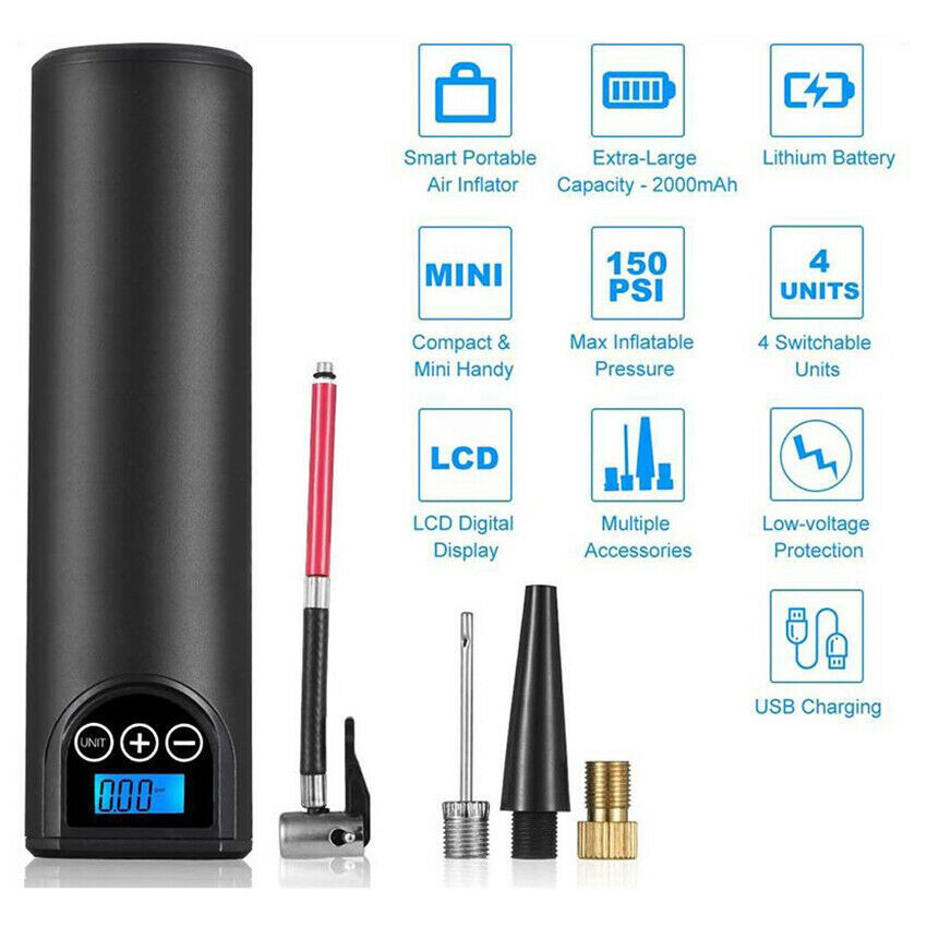 12V Rechargeable Air Compressor Car Bike Electric Auto Pump Tire Inflator
