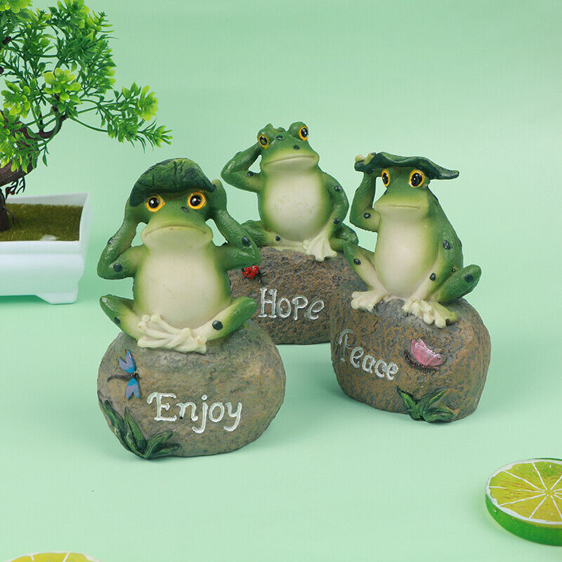5 Inch Frogs Garden Statues Frogs Sitting On Stone Sculptures Stone Ornam.l8