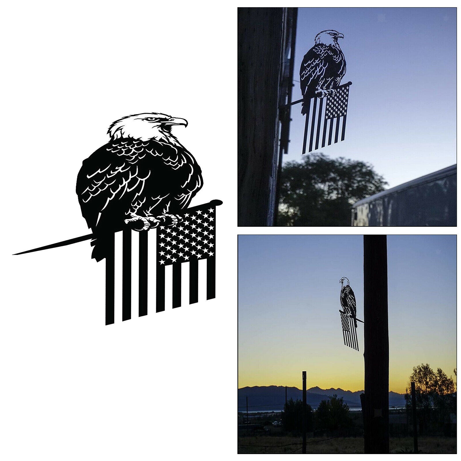 Metal Eagle Weather Vane Wall Mounted Decor Cupola Garden Backyard Sculpture