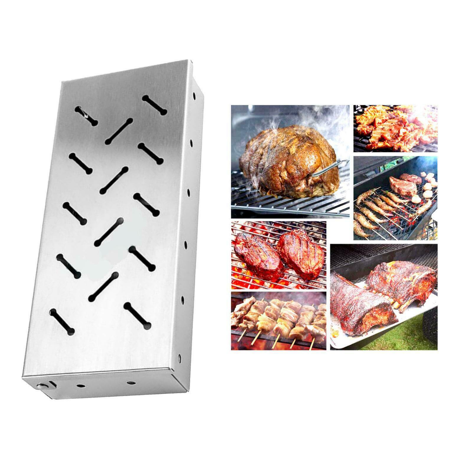 Barbecue Stainless Steel Smoker Box Charcoal Gas Grill for Meat Smoking
