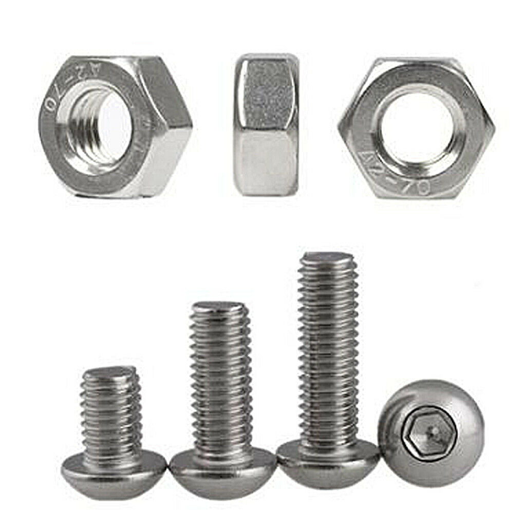 500pcs Stainless Steel Hex Socket Bolts Screws Nuts Kit Industrial Fasteners