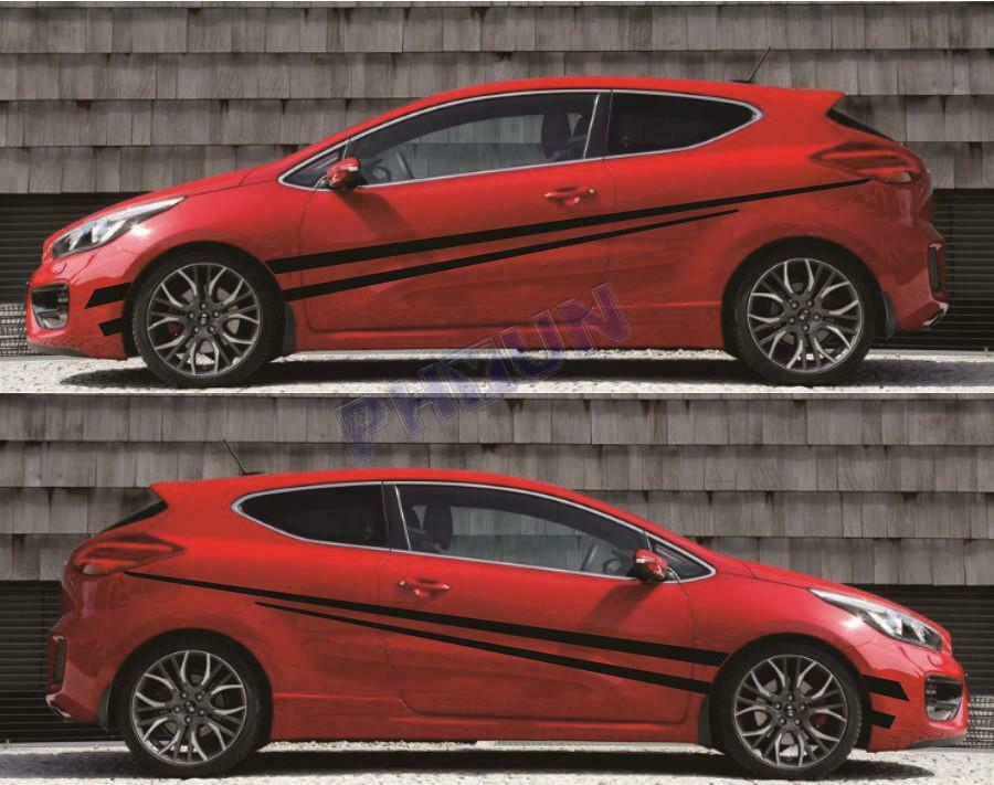 94.5''x8.7'' Car Both Sides Stickers Racing Streamline Style Matt Black Trim 2x