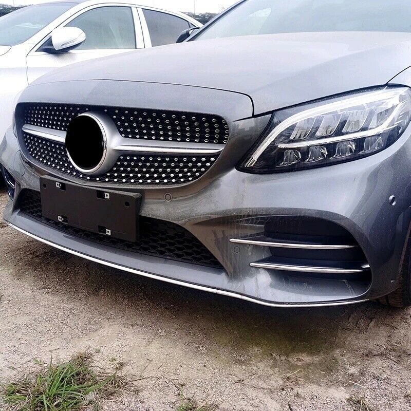 4Pcs Car Chrome Front Bumper Spoiler Fog Lamp Grille Trim Cover for  C-ClassN8E6