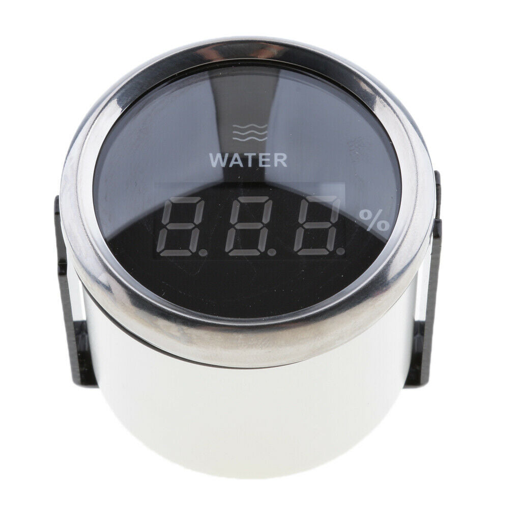 Marine Car Digital Water Level Gauge 0-190ohm 0-100% 52mm 316L Black Chrome