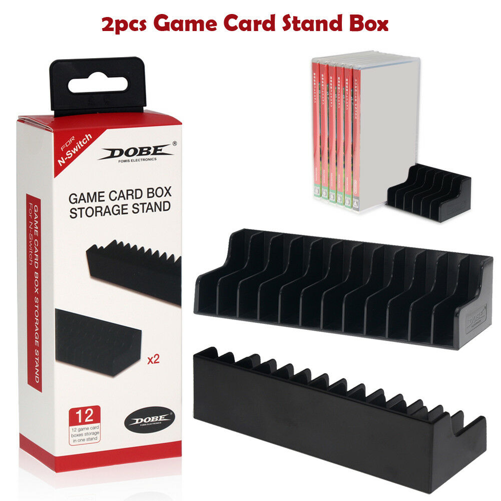 2x 12 Game Card Slot Box Storage Stand CD Disk Holder For Nintendo Switch Black