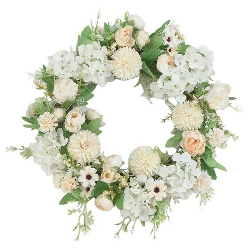 Artificial Peony Hydrangea Wreath Sp Wreath for Front Door Wedding Wall WindC2D6