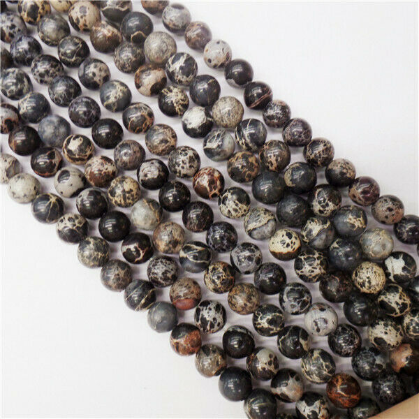 1 Strand 6mm Black Sea Sediment Jasper Rondelle Round Ball Beads 15.5inch HH8903