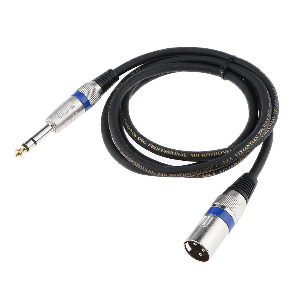 5FT 6.35mm 1/4 Inch Stereo   Plug Male to XLR Male Plug Cable 1.5 Meters