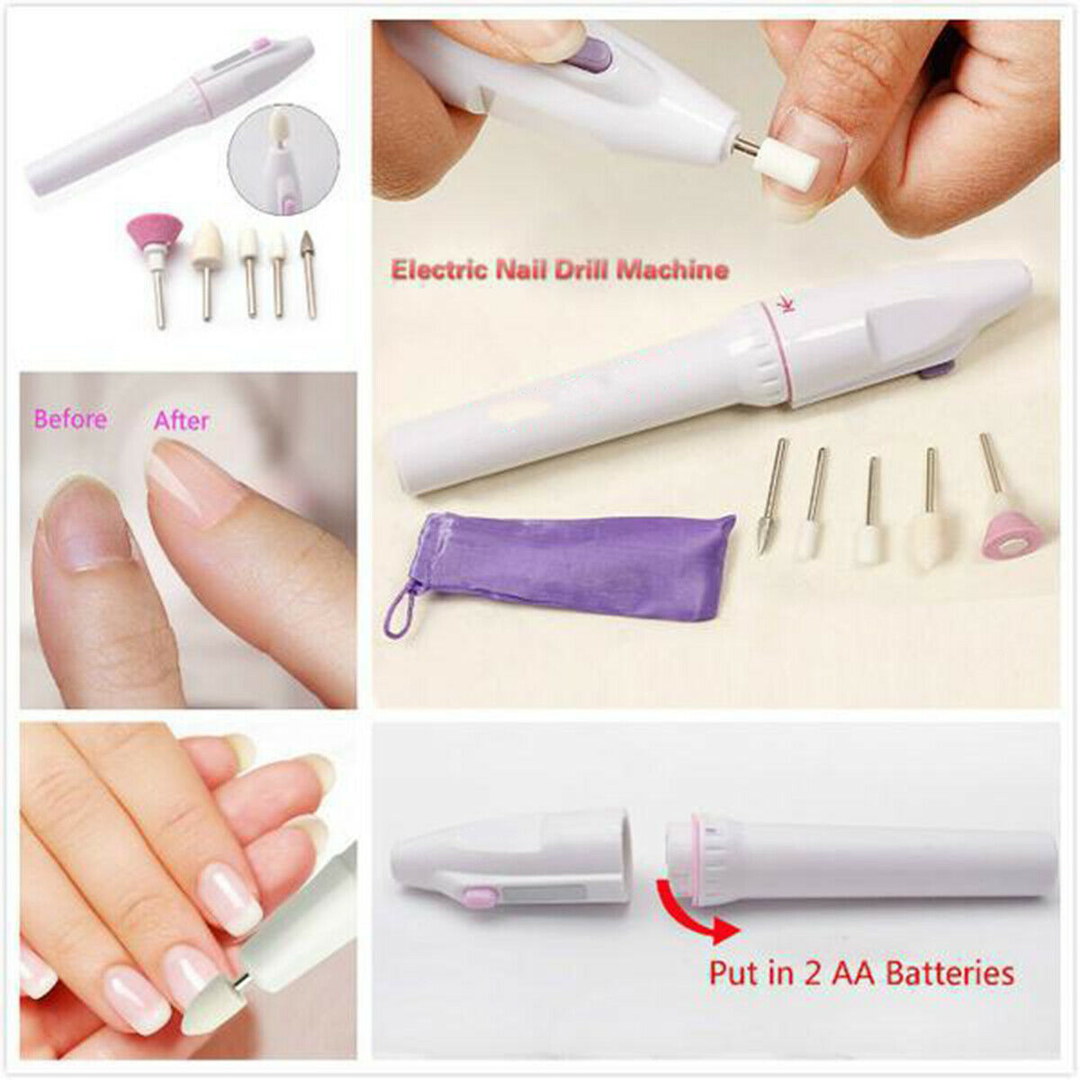 Electric Nail Art Drill File Set Manicure Pedicure Nail Polishing Machine Kit US