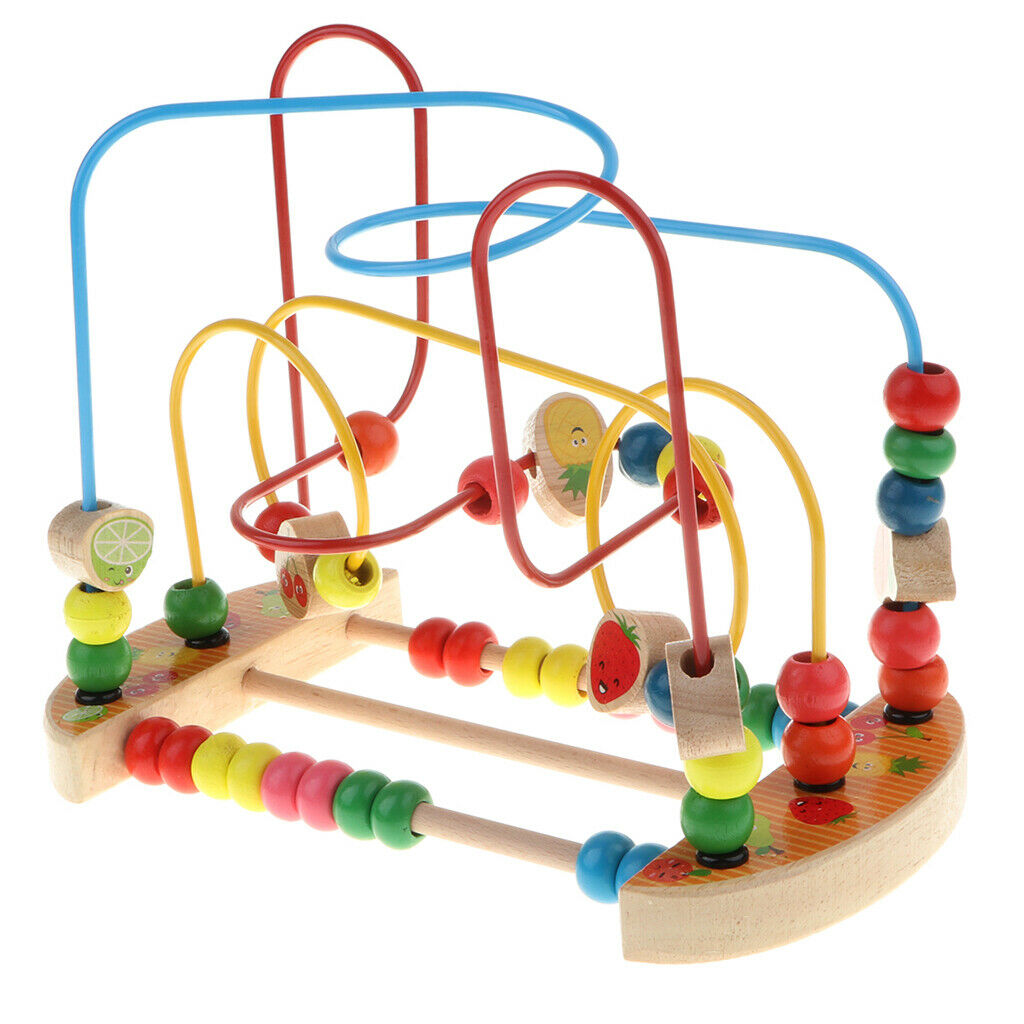 Wooden Around Beads Maze Roller Coaster Educational Toys For Toddlers Kids Baby,