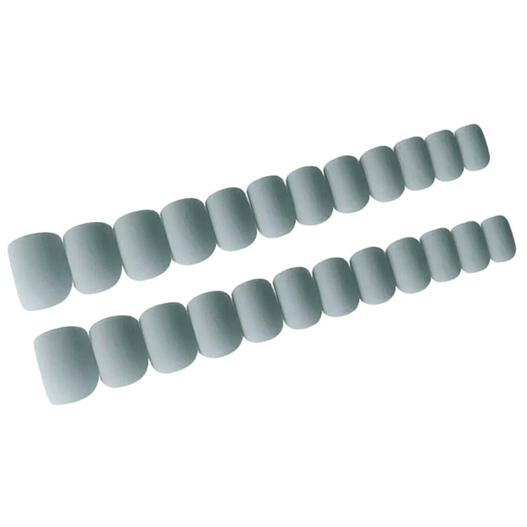 24Pcs Gray Ballerina Coffin Nails Full Cover Short False Nails Art Tips Set