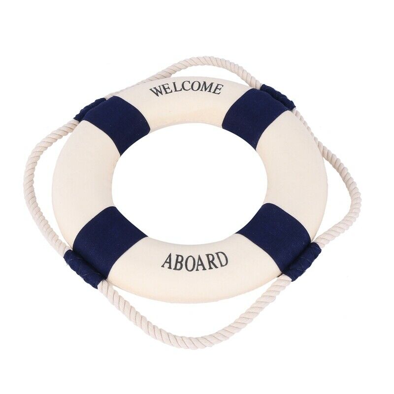 Decorative Welcome Aboard Nautical Lifebuoy  Wall Hanging Home Decoration (BluM5