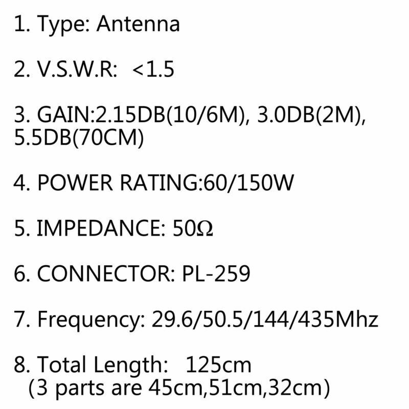 1Set HH-9000 10/6/2M/70CM High Gain QUAD-BAND Antenna PL-259 For Mobile Radio A2