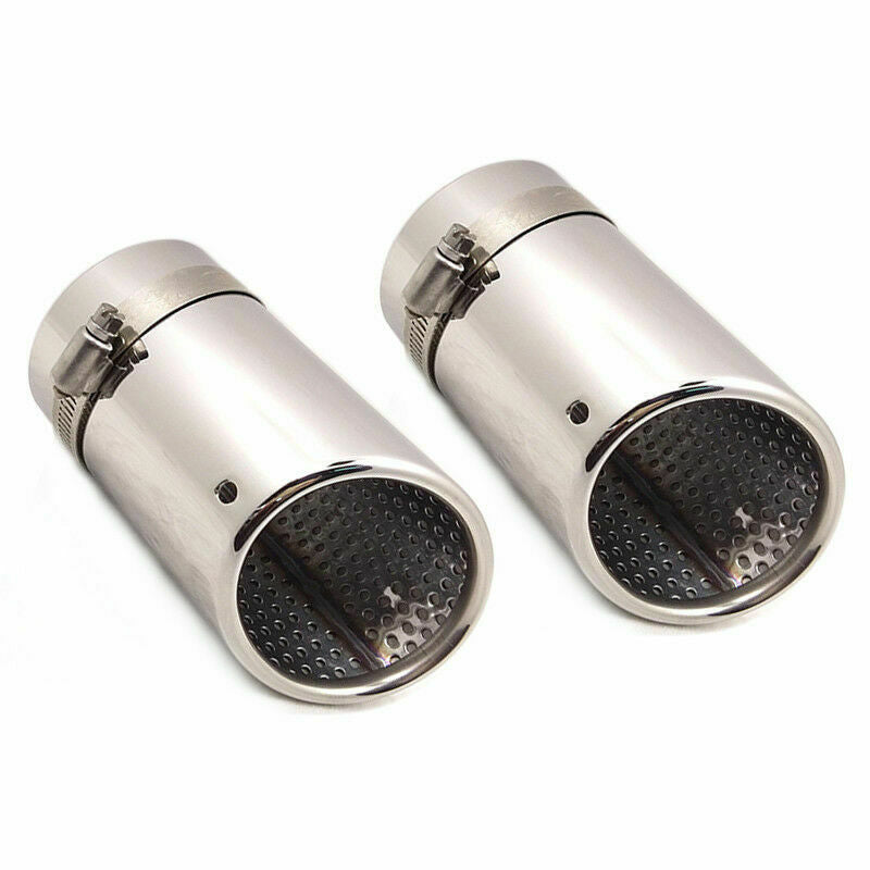 2PCS 76MM Stainless Steel Car Round Exhaust Pipe Tail Muffler Tip with buckle