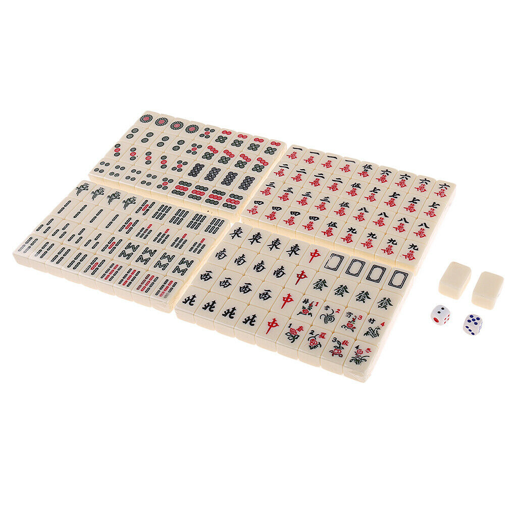 Chinese Mahjong Collectible Majiang Set with Retro Style Case, 3x2.2x1.5cm Tile