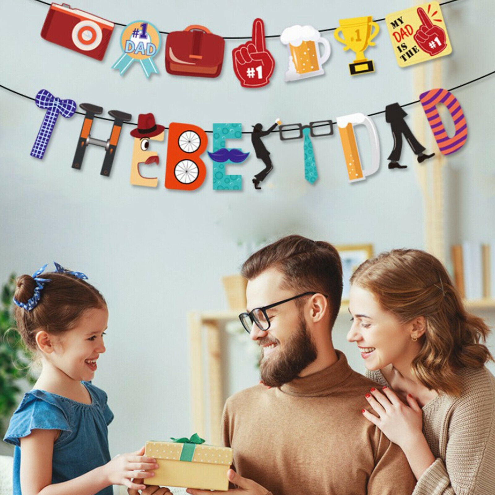 Happy Father's Day Banner Bunting Garland Retirement Events Party Decor Flag