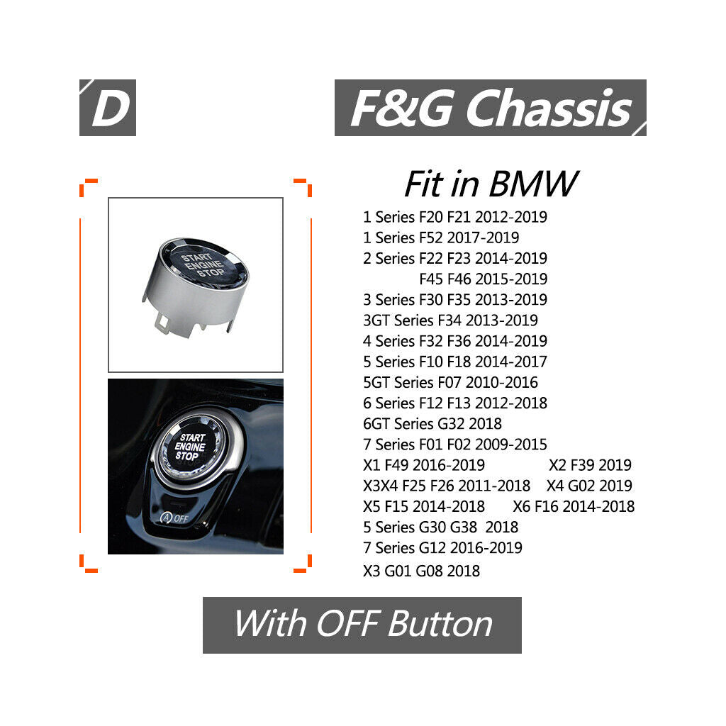 Engine Start Stop Button Caps For BMW F Chassis 1 2 3 4 5 6 7 Series F20 F07