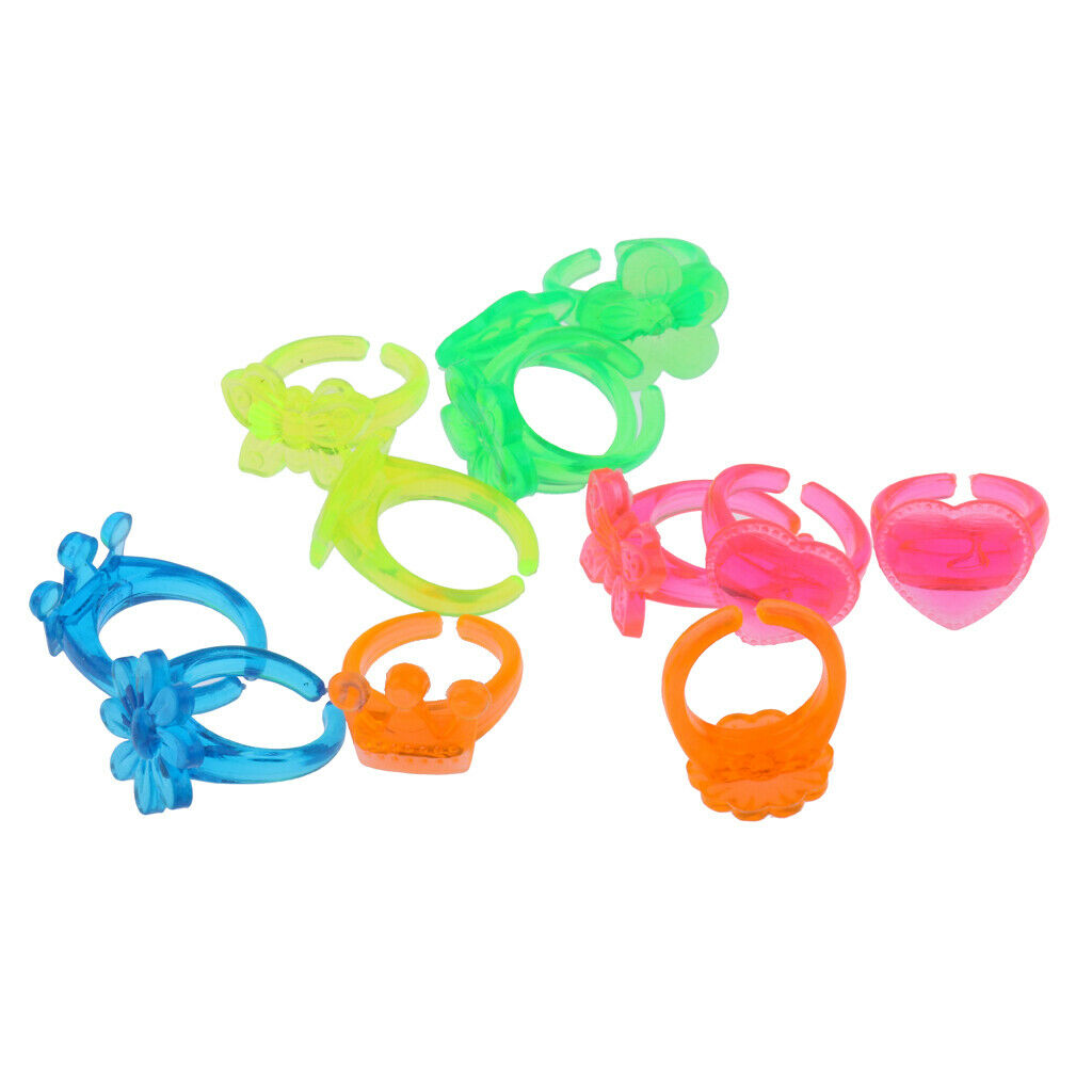 12 Pieces Mixed Color Kids Plastic Diamond Rings Jewelry for Kids