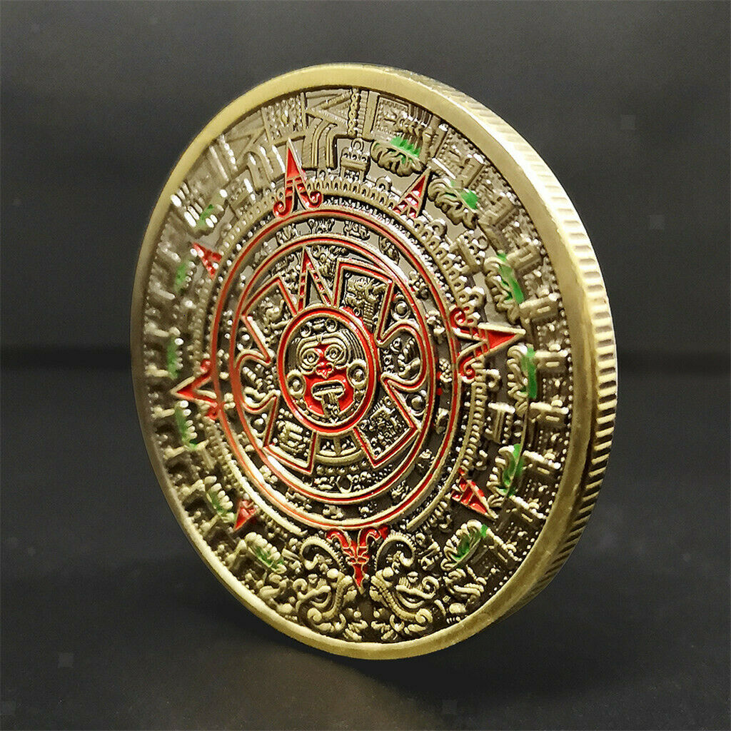 1pc Mayan Bronze Coin Mayan Pyramid Commemorative Medallion Art Collection