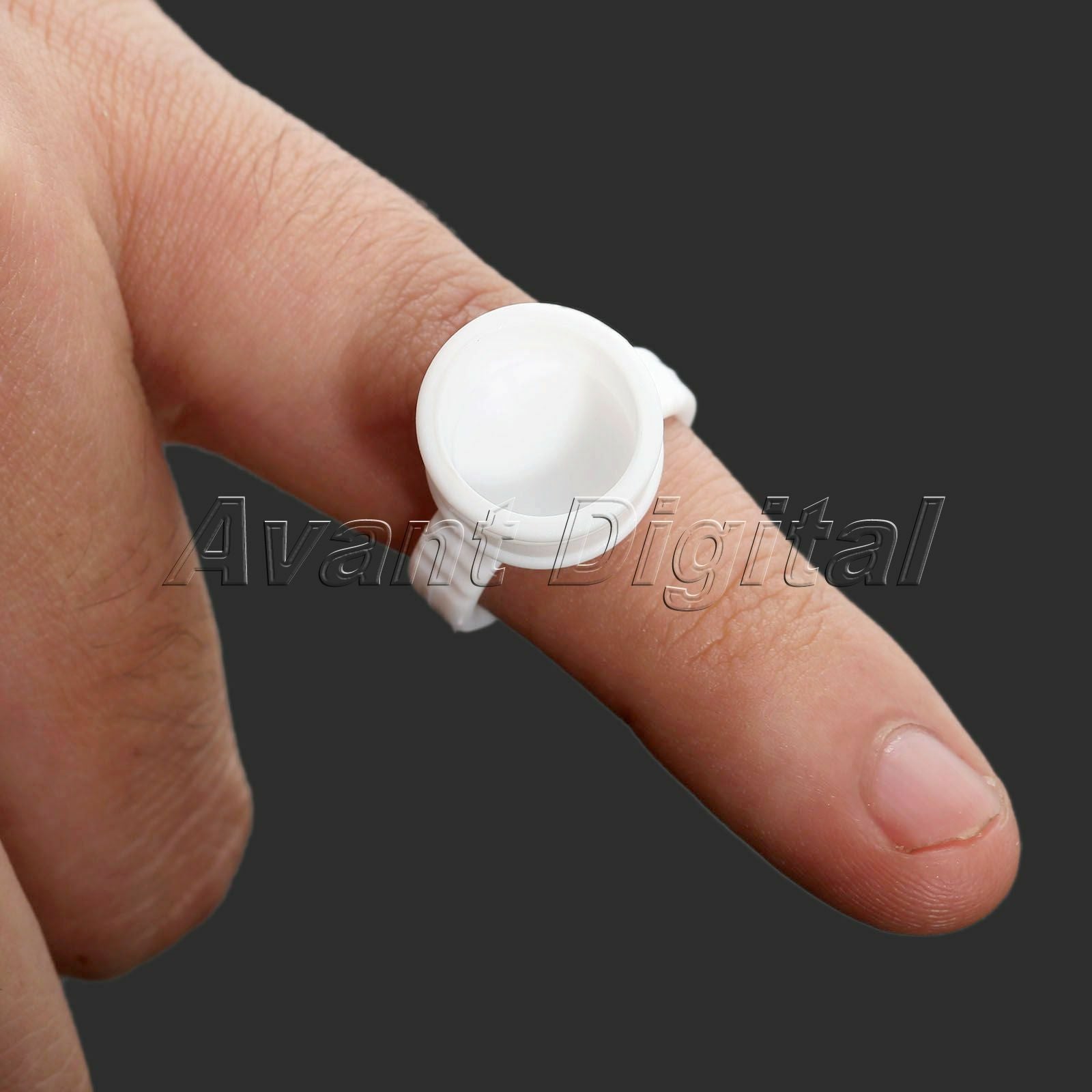 White Plastic Tattoo Permanent Makeup Eyelash Eyebrow Ink Cup Cap Finger Ring