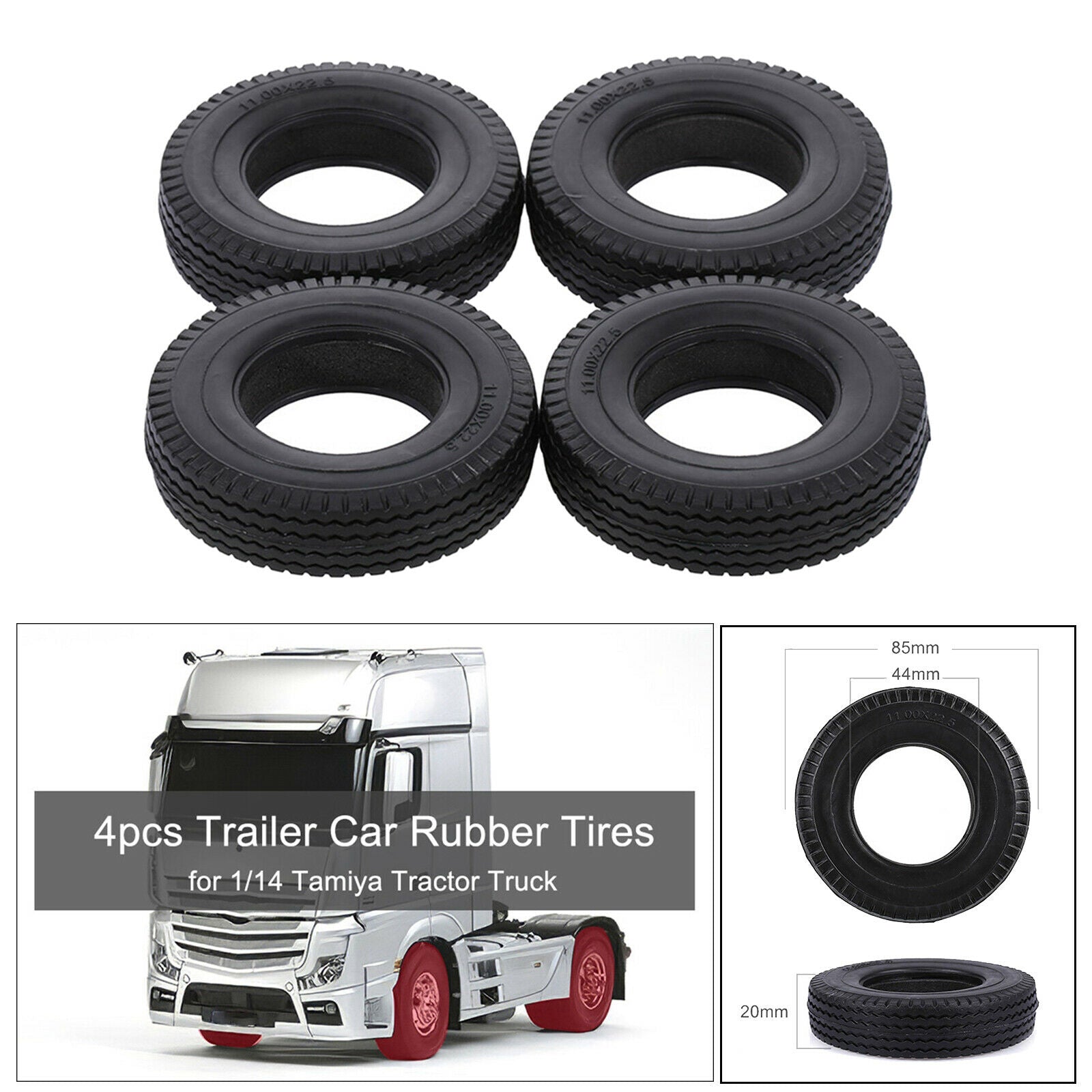 1:14 Rubber Tire for Tamiya Crawler Car Buggy Trailer Tractor Accessories