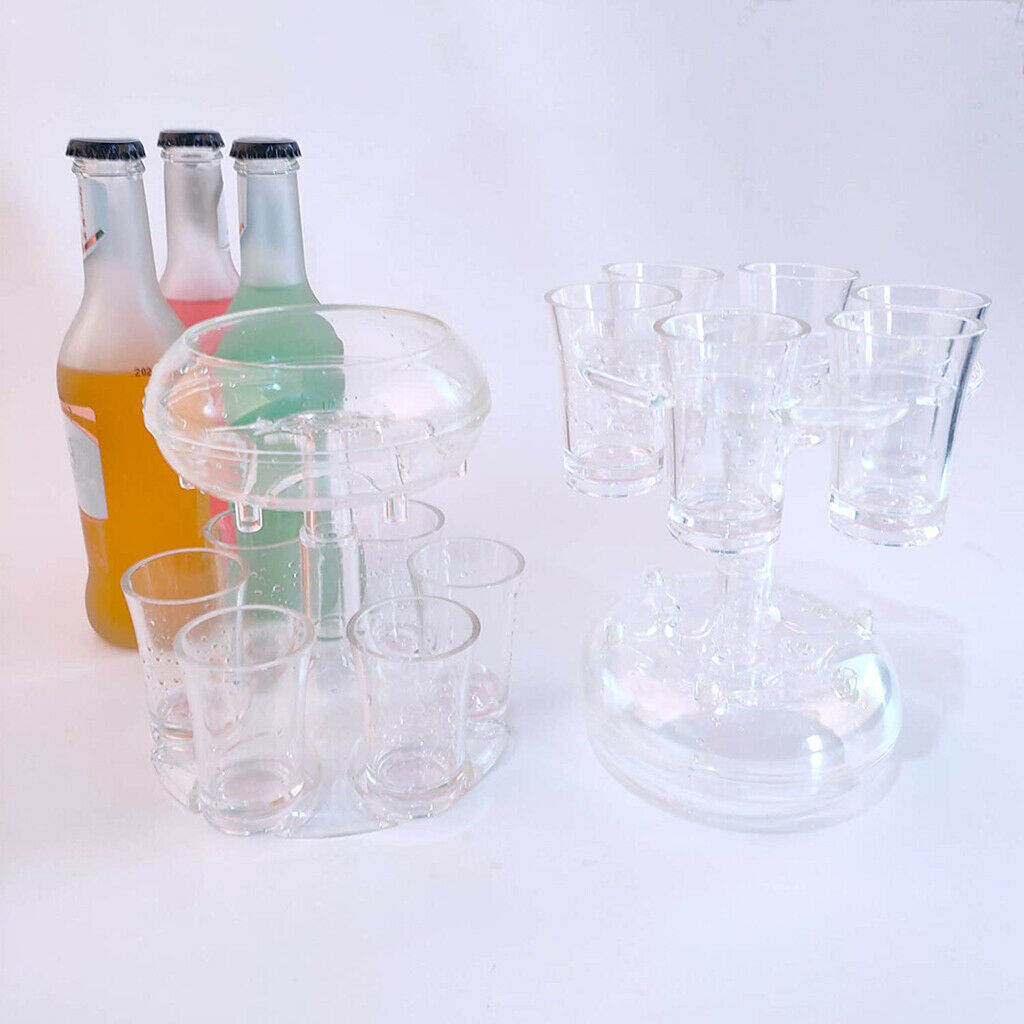 6 Shot Glass Dispenser Holder Drinking Liquor Set Shot Glass