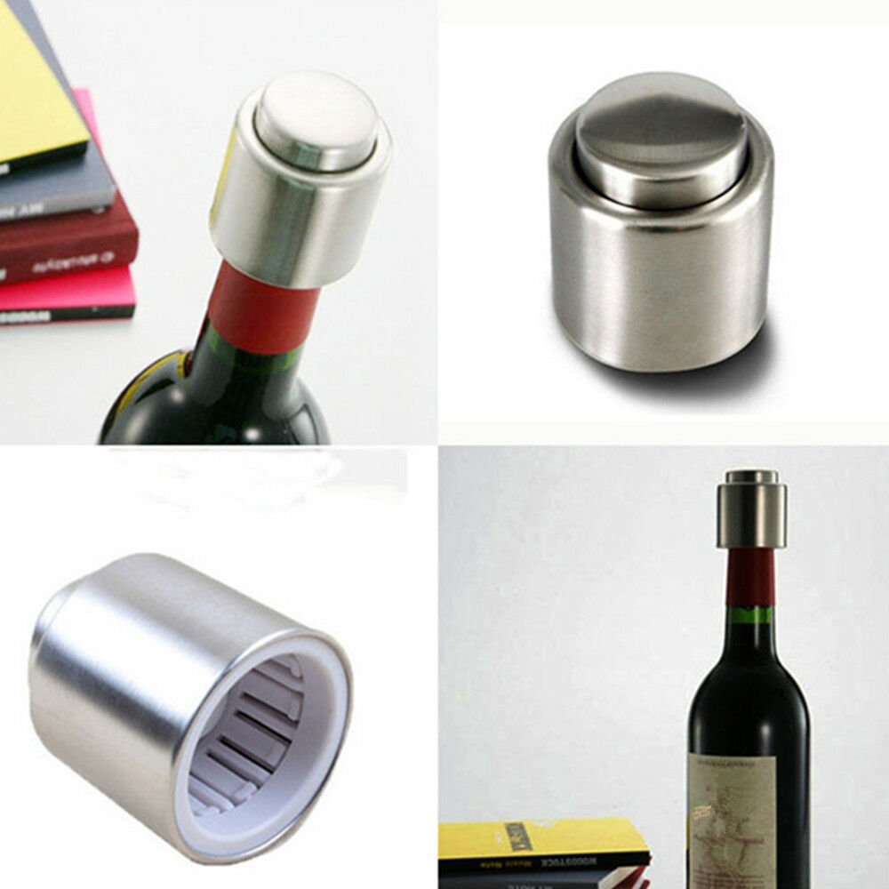 1pc Wine Bottle Stopper Plug Bottle Cap Pump Sealer Handy Stainless Steel Vacuum