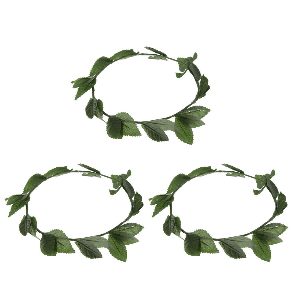 3x Fashion Green Laurel Wreath Headpiece Toga Fancy Dress Elf Accessories