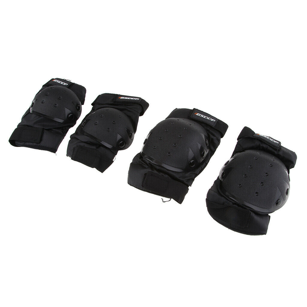 4 Pcs Black Elbow Knee Shin Armor Gear Guard Protector for Riding