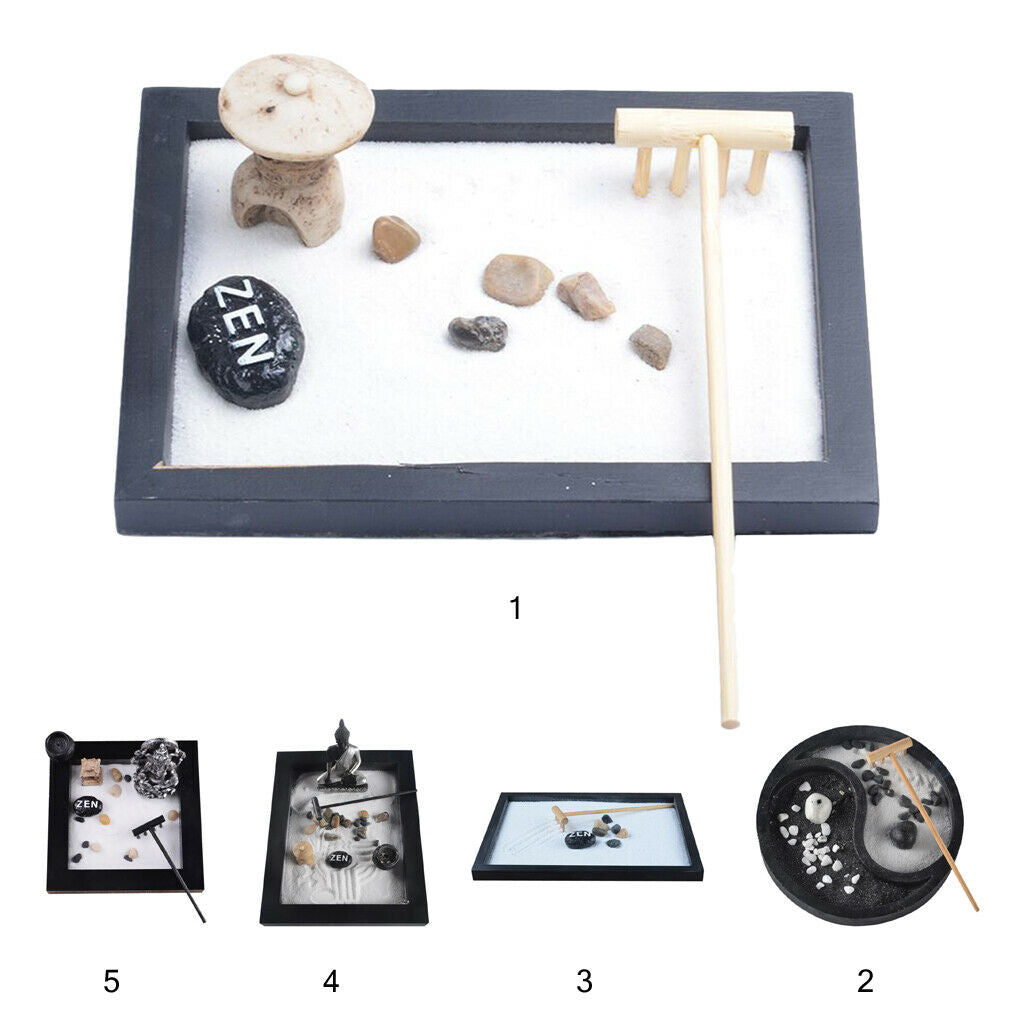 Chinese Traditional Zen Garden Candle Incense Holder White Sand and Rake