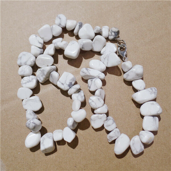 1 Strand Unisex Natural White Howlite Freeform Beads Handmade Necklace HH9283