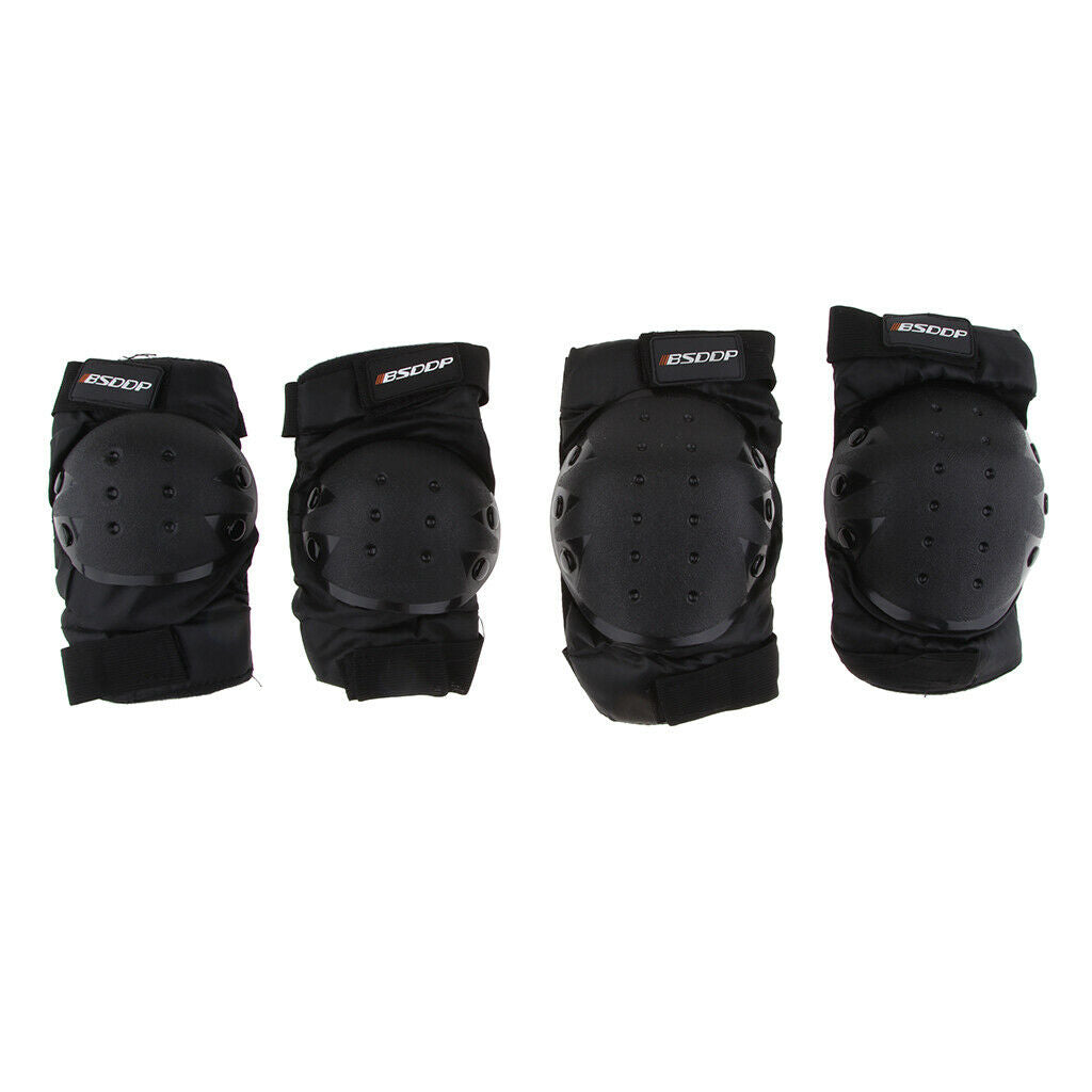 4 Pcs Black Elbow Knee Shin Armor Gear Guard Protector for Riding