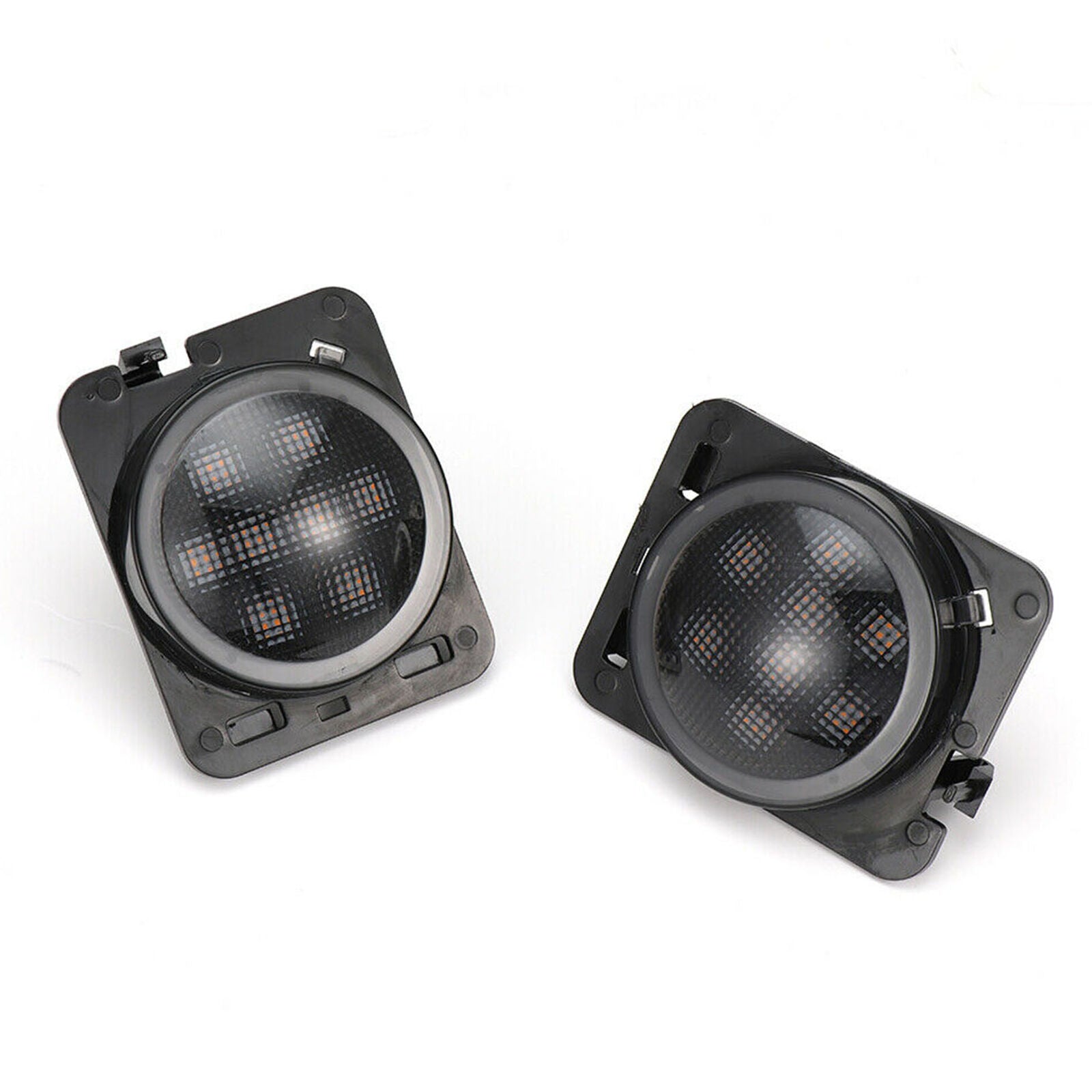 Pair Front Fender LED Side Marker Light Smoke Lens for 2007-18 Jeep Wrangler JK