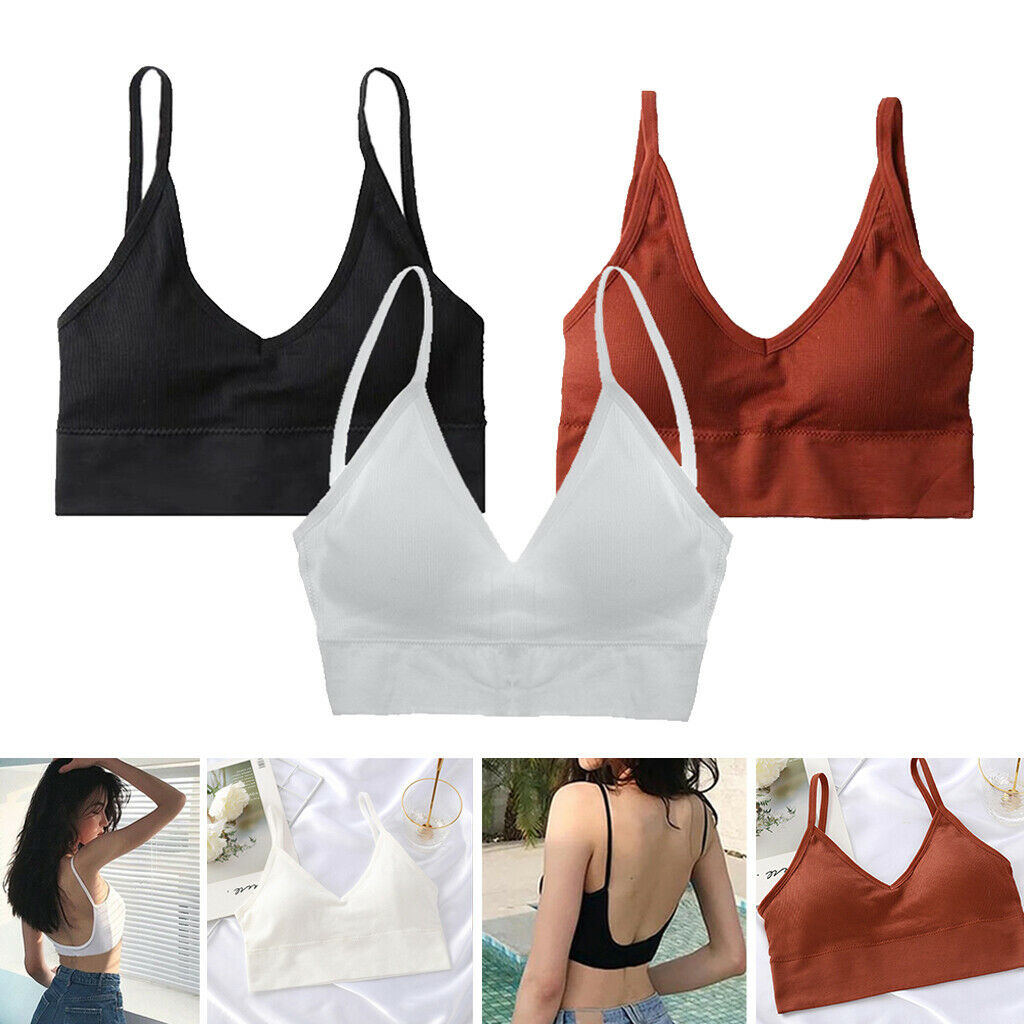 3pcs Women Summer Padded Bralette Seamless Wirefree Comfort Bra Sports Bra