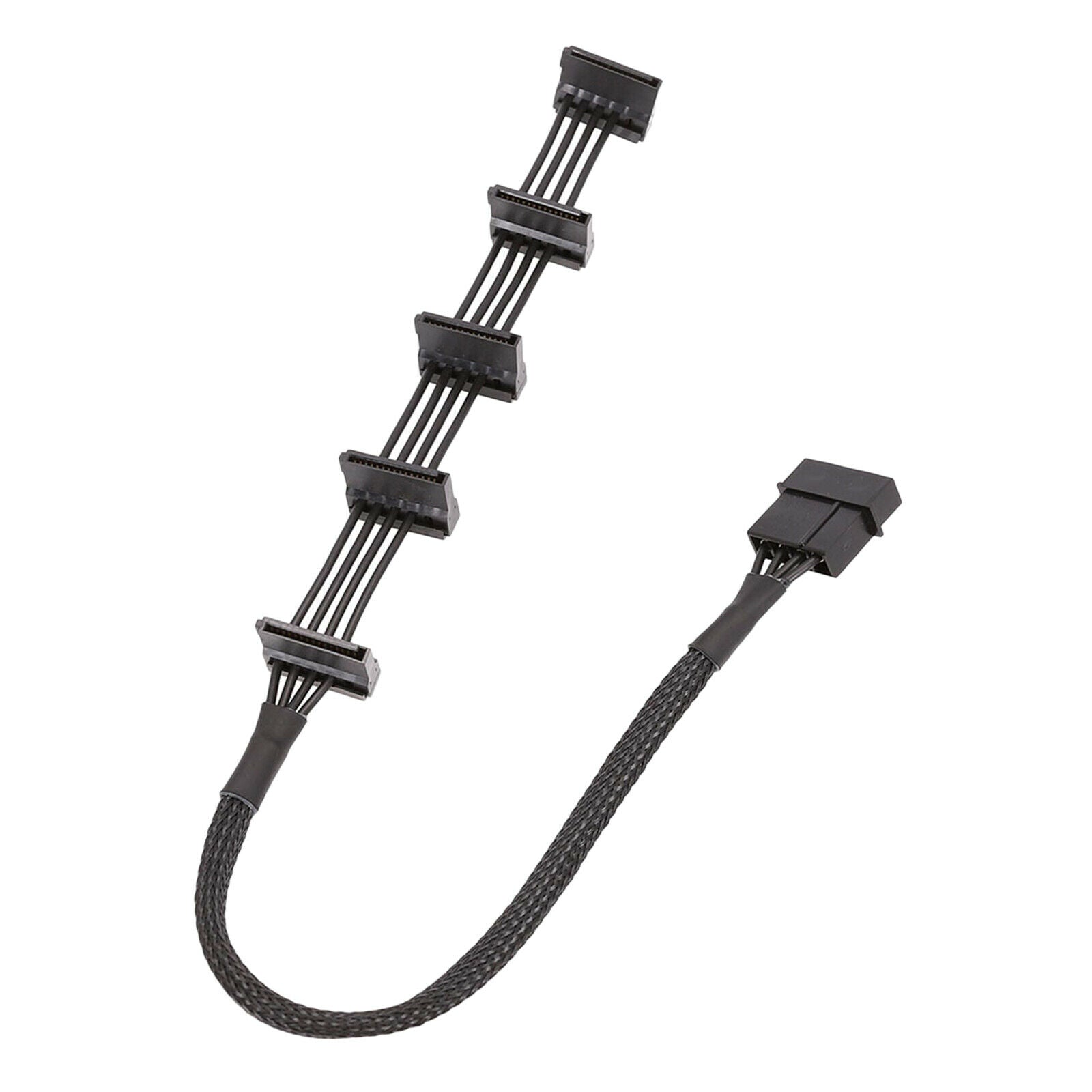 PC Server 4pin IDE to 5 SATA 15pin Power Supply Cable 18AWG Sleeved 40CM