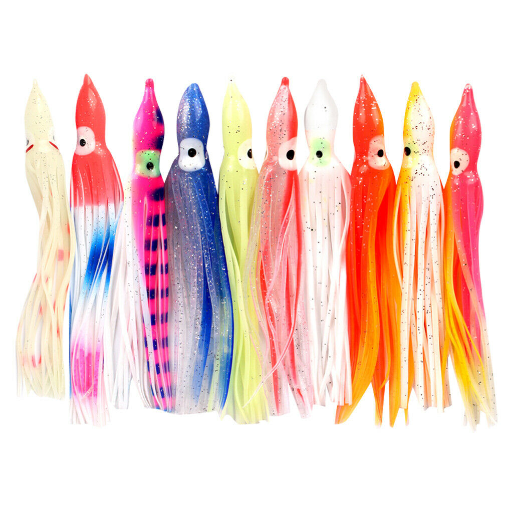 10pcs Fishing Lures Squid Octopus Skirts Lures Soft Baits Crankbaits M